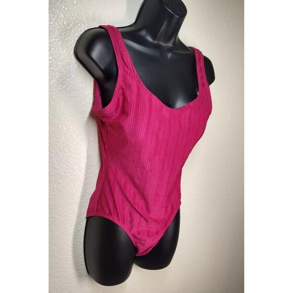 Vintage 90's Catalina Solid Hot Pink Swimsuit Size 1X - Picture 4 of 13